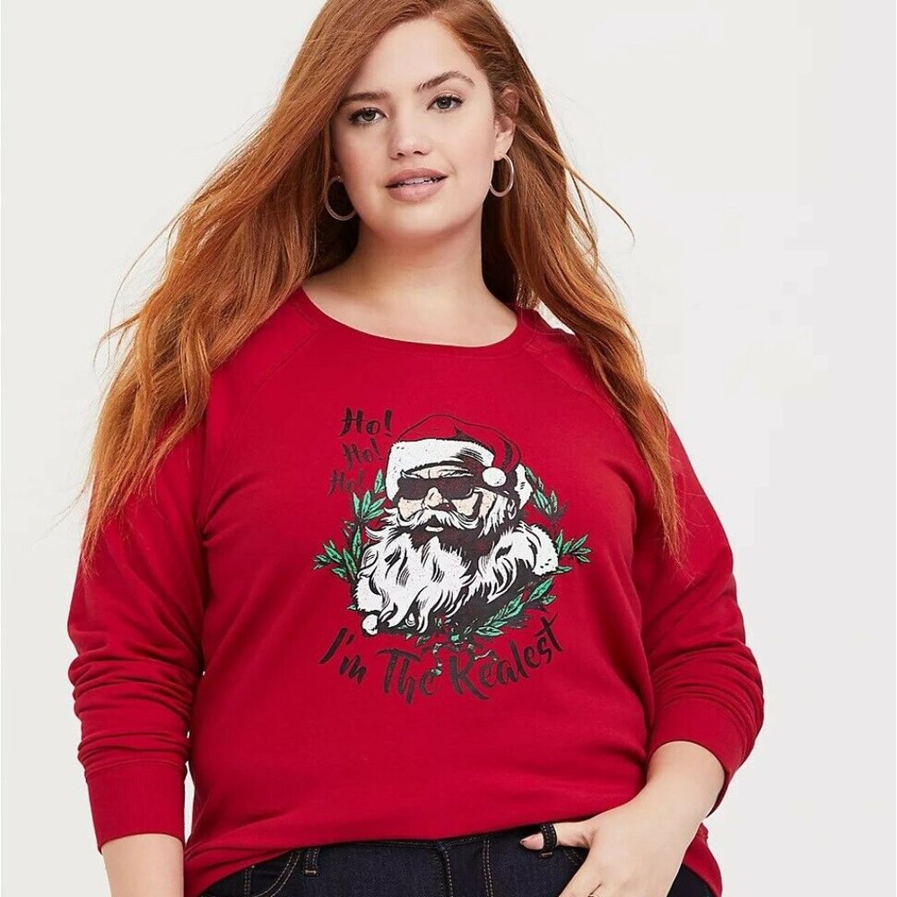 Torrid Fleece Santa Holiday Sweatshirt HW9162c - Picture 3 of 8